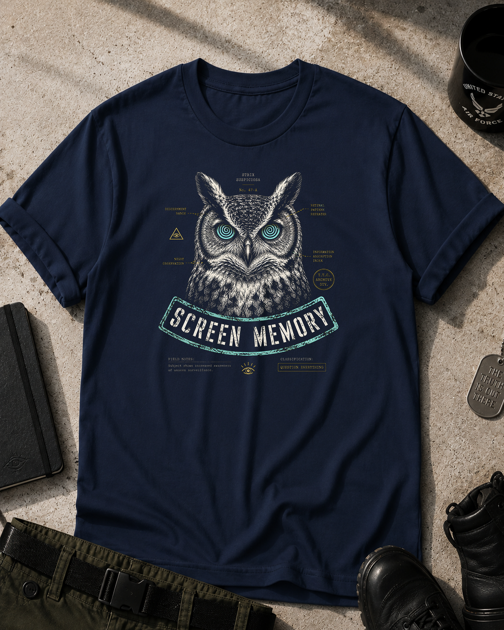Owl Screen Memory T-Shirt Printify