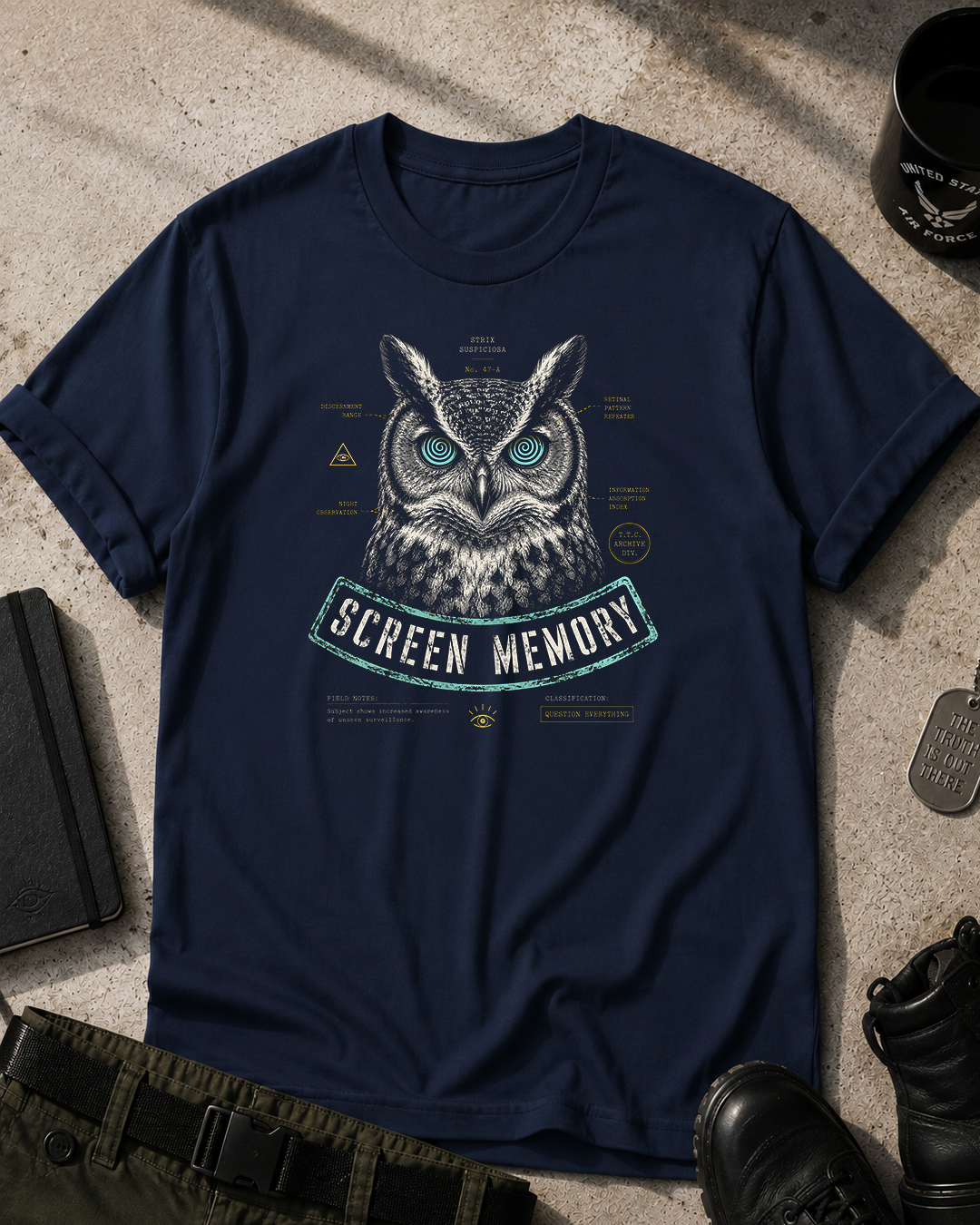 Owl Screen Memory T-Shirt Printify