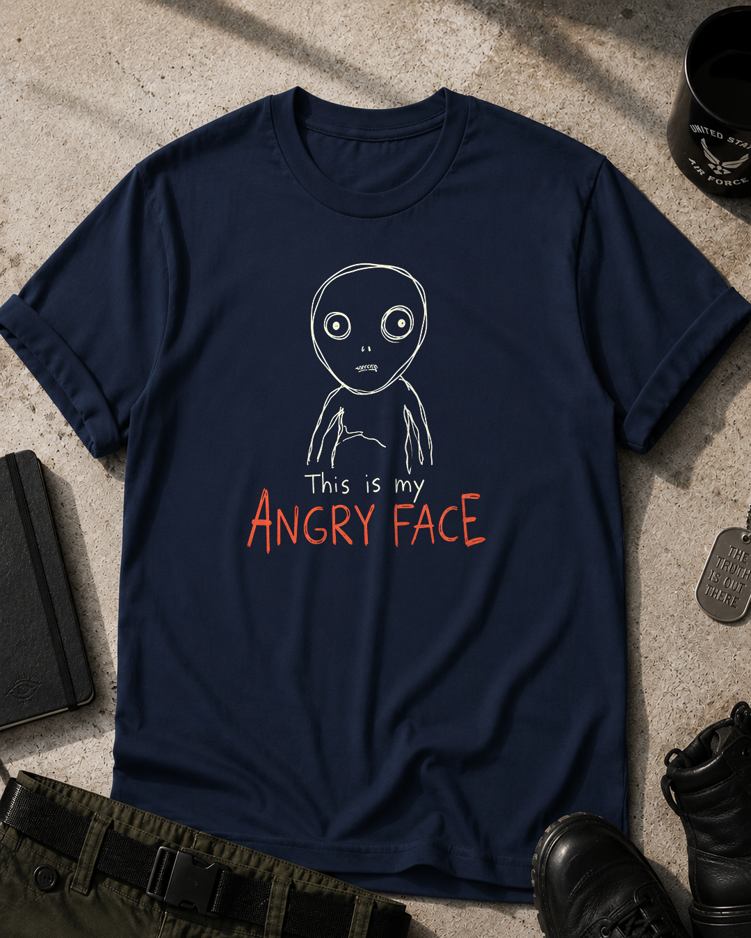 Alien Angry Face T-Shirt Printify