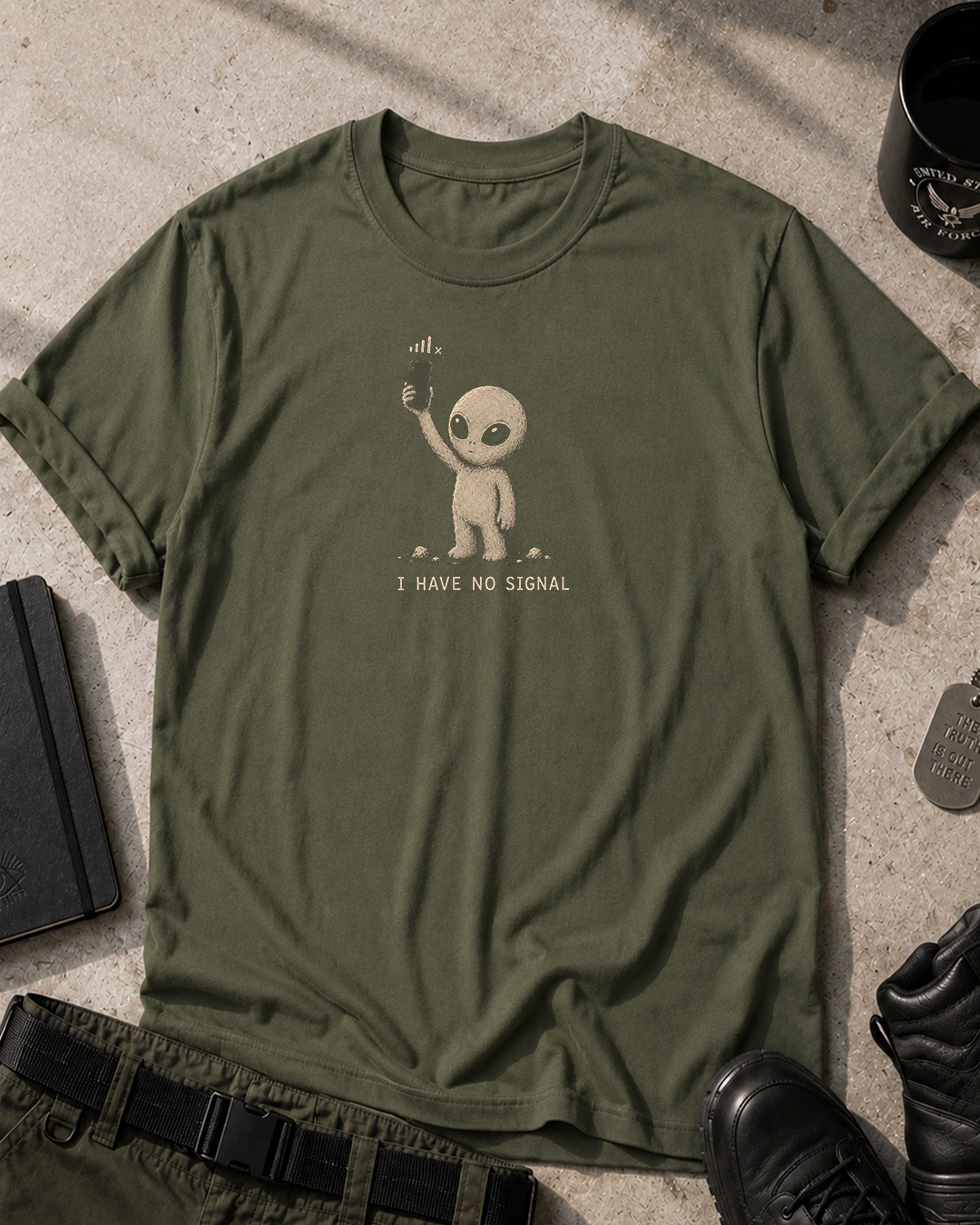 Alien Grey I Have No Signal T-Shirt Printify