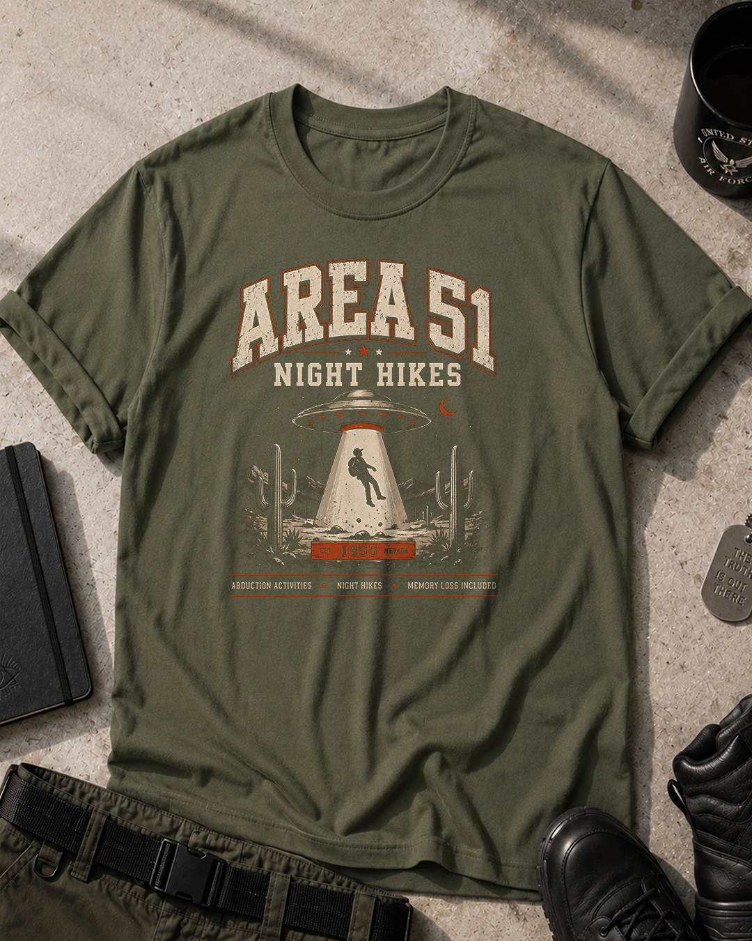 Area 51 Night Hikes T-Shirt Printify