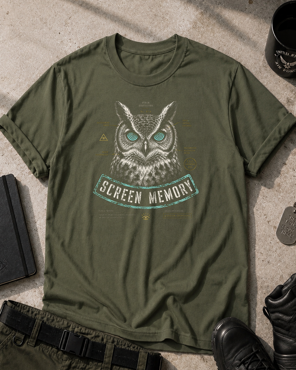 Owl Screen Memory T-Shirt Printify