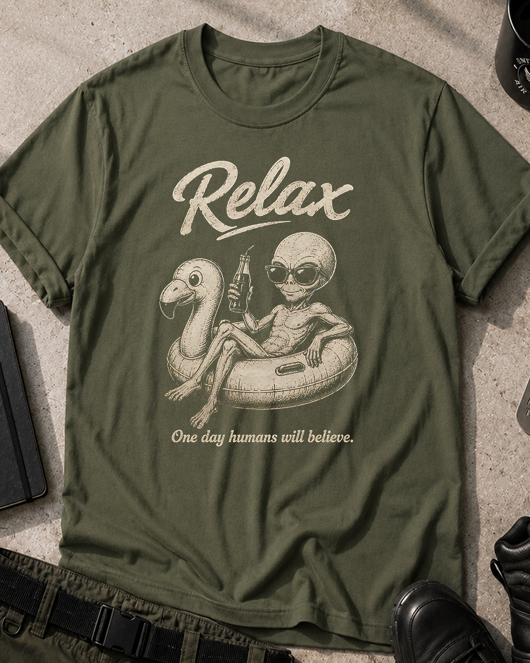 Relax Vintage Retro Alien Graphic T-Shirt