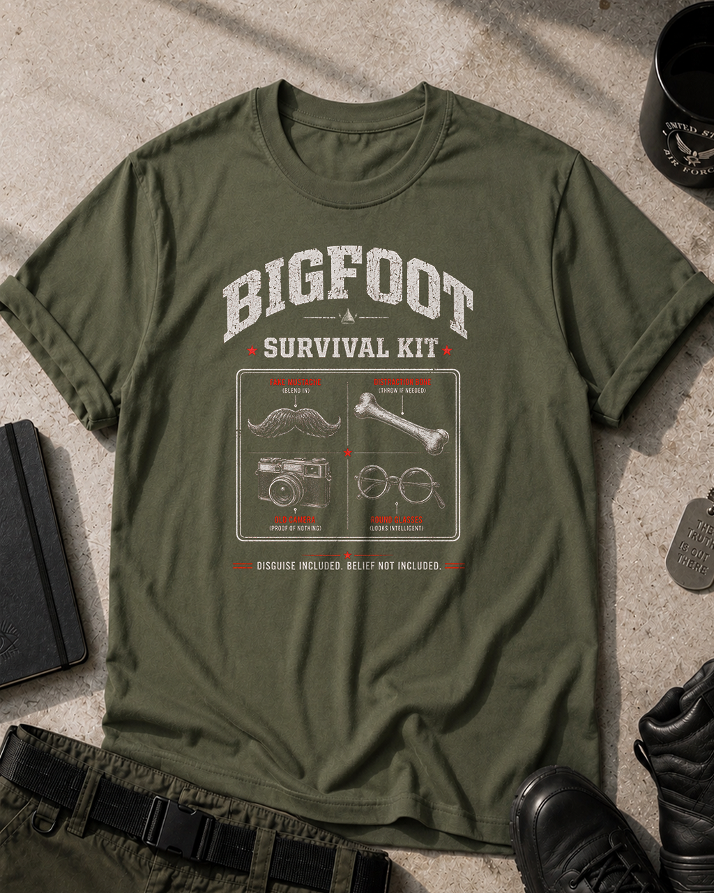 Bigfoot Survival Kit T-Shirt Printify